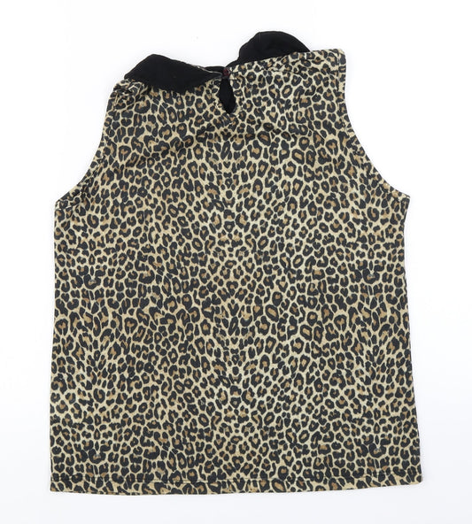 Internacionale Womens Brown Animal Print  Basic Tank Size 10