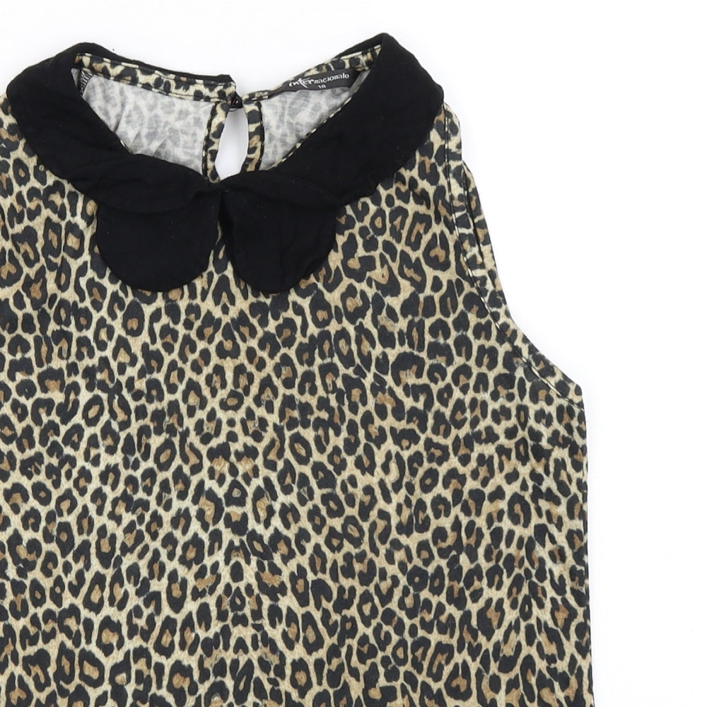 Internacionale Womens Brown Animal Print  Basic Tank Size 10