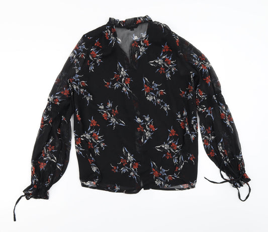 River Island Womens Black Floral  Basic Blouse Size 8