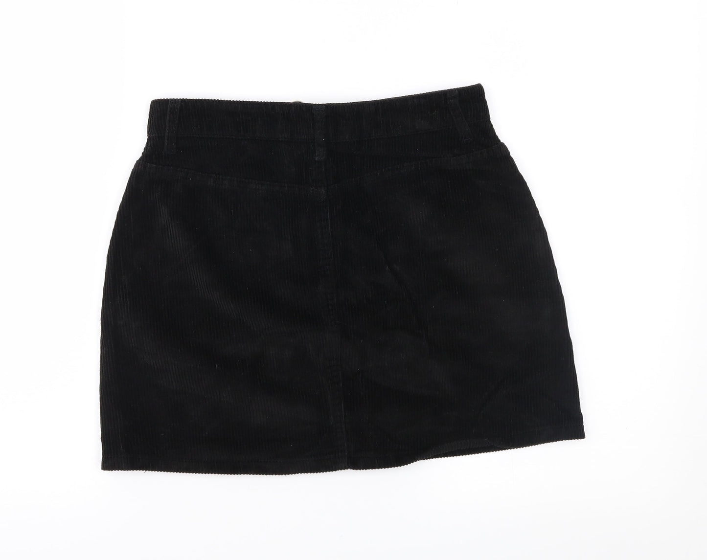 Topshop Womens Black  Corduroy A-Line Skirt Size 8