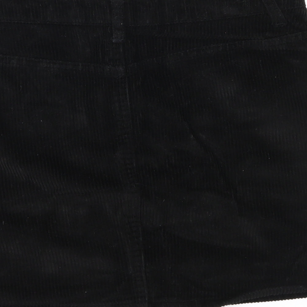 Topshop Womens Black  Corduroy A-Line Skirt Size 8