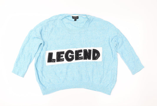 Topshop Womens Blue  Knit Pullover Jumper Size 8