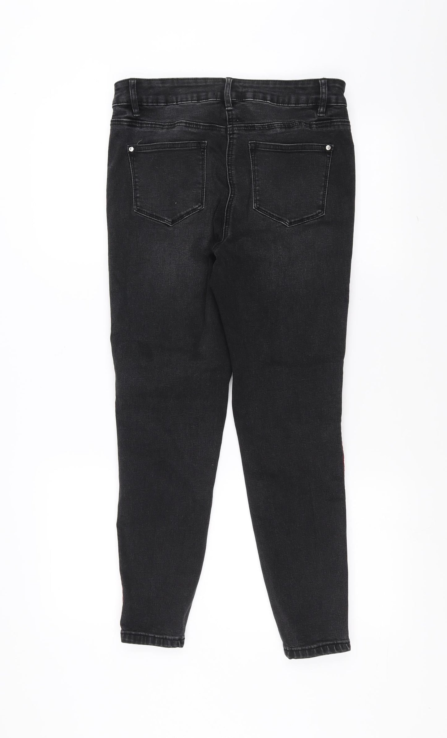 Matalan Womens Black  Denim Skinny Jeans Size 12 L26 in - velvet stripe