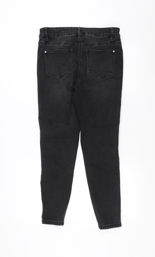 Matalan Womens Black  Denim Skinny Jeans Size 12 L26 in - velvet stripe