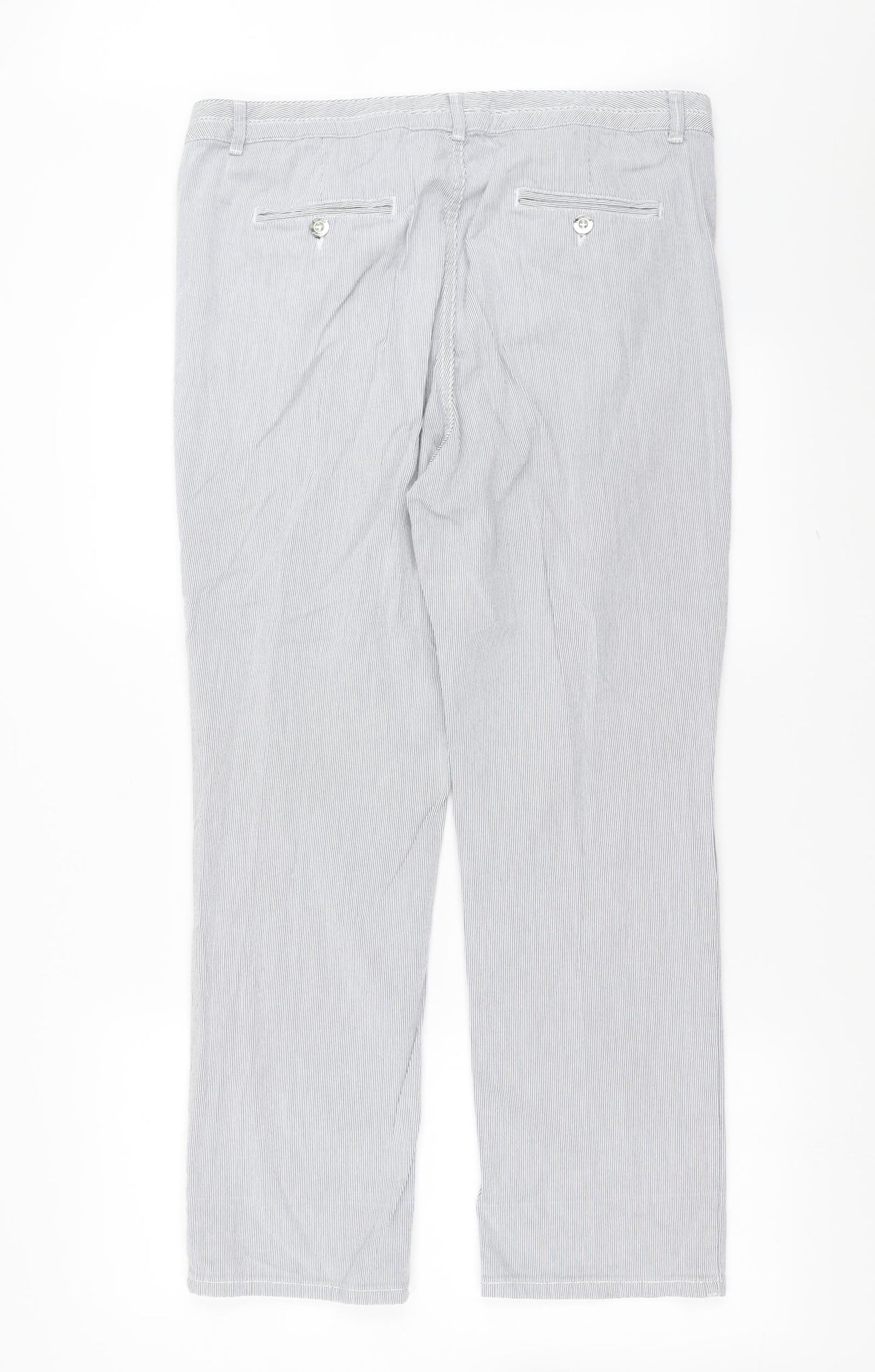 Marks and Spencer Womens Blue Striped  Trousers  Size 36 in L27 in - straight