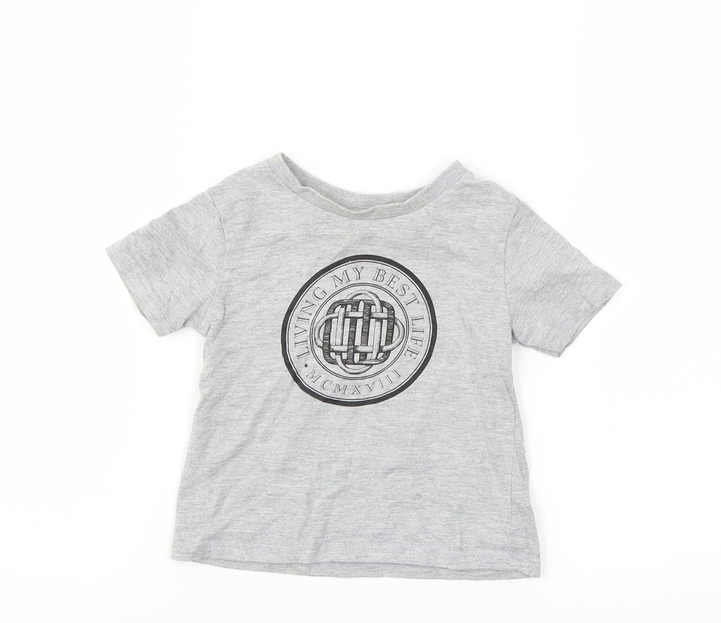 River Island Baby Grey Houndstooth  Basic T-Shirt Size 6-9 Months
