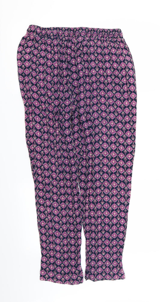 collection Womens Purple Floral  Trousers  Size 12 L23 in - Stretch waistband
