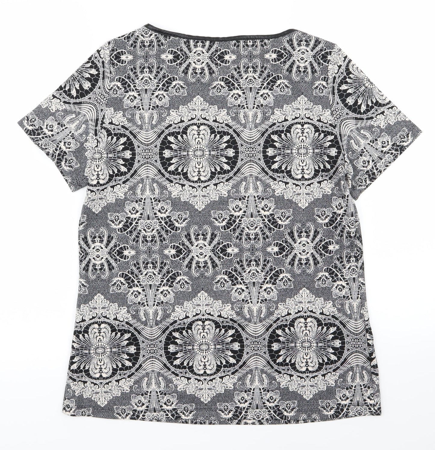 Dorothy Perkins Womens Black Geometric  Basic T-Shirt Size 10