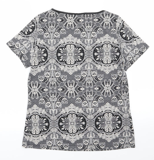 Dorothy Perkins Womens Black Geometric  Basic T-Shirt Size 10