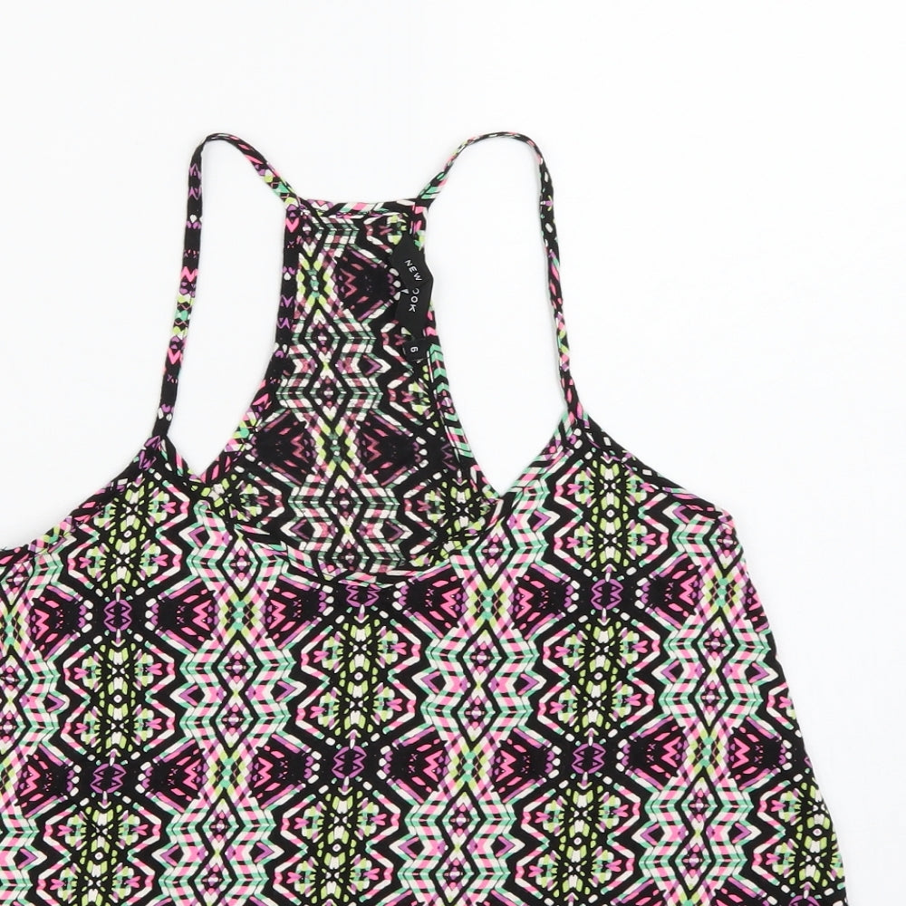 New Look Womens Black Geometric  Camisole Tank Size 6