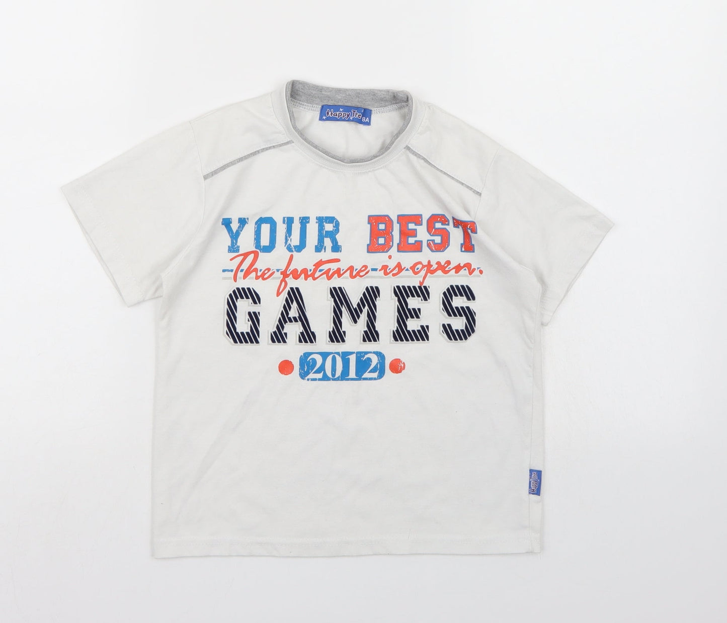 Happy Tree Boys White   Basic T-Shirt Size 8 Years
