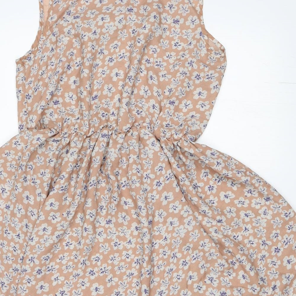 Warrior Womens Beige Floral  Skater Dress  Size S