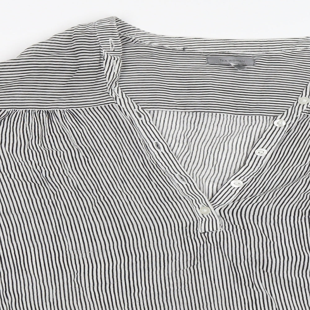 Tex woman Womens Blue Striped  Basic Blouse Size 42