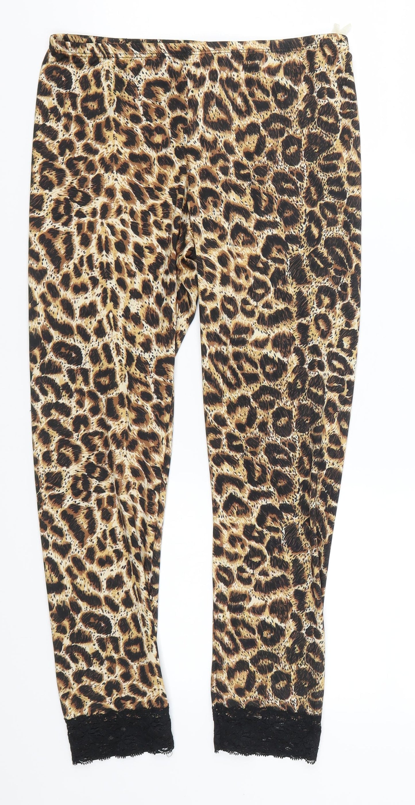 Kiki Riki Womens Brown Animal Print  Cropped Leggings Size S L23 in
