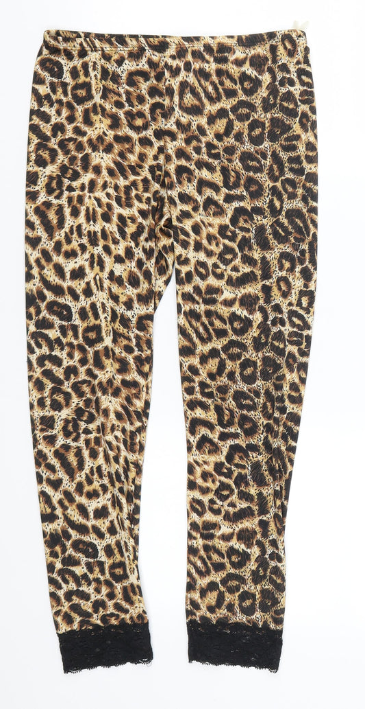 Kiki Riki Womens Brown Animal Print  Cropped Leggings Size S L23 in