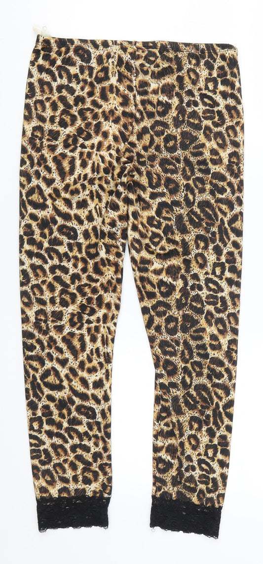 Kiki Riki Womens Brown Animal Print  Cropped Leggings Size S L23 in
