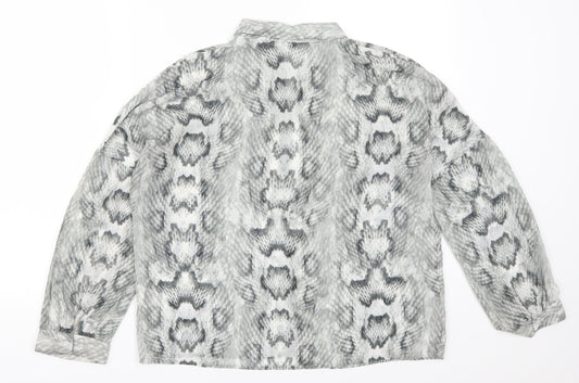 H&M Womens Grey Animal Print  Basic Button-Up Size 8