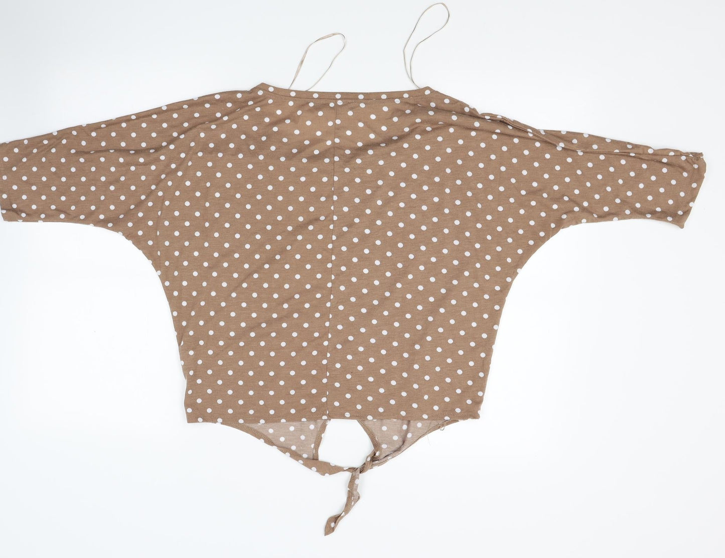 Select Womens Brown Polka Dot Jersey Basic T-Shirt Size 12