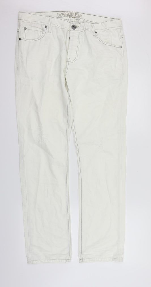Manguun Womens White   Straight Jeans Size 34 in L31 in