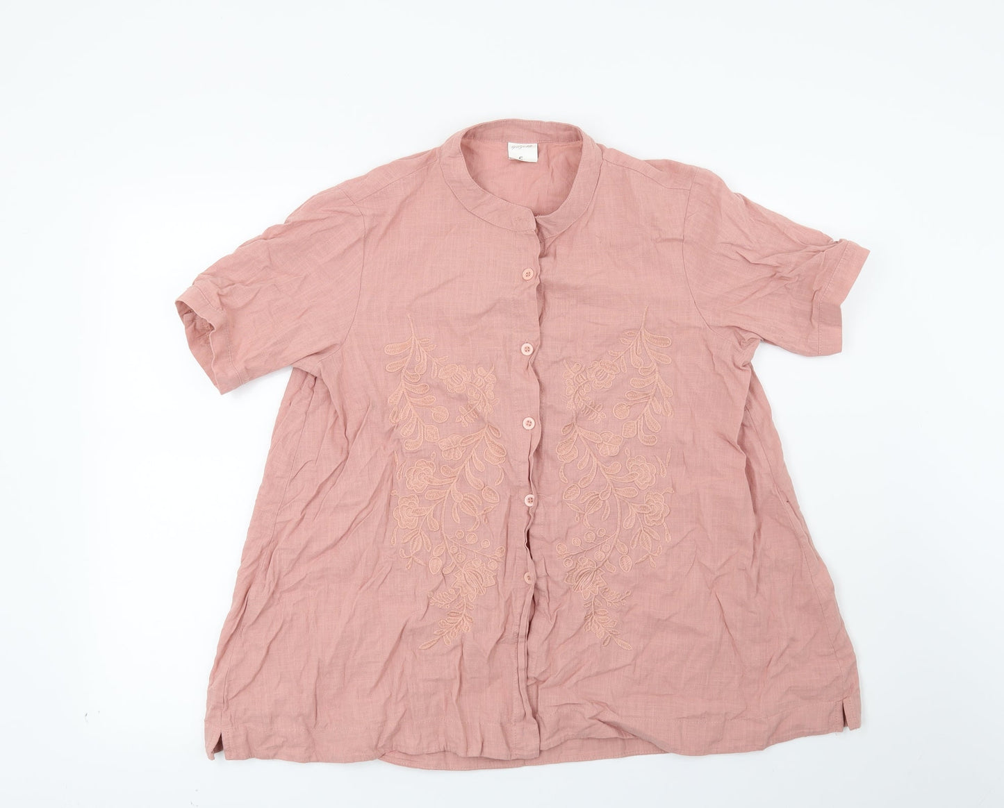 Preworn Womens Pink Floral  Basic Blouse Size S