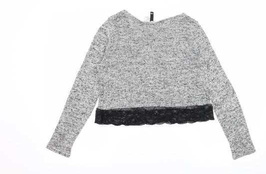 H&M Womens Grey  Knit Pullover Jumper Size XS