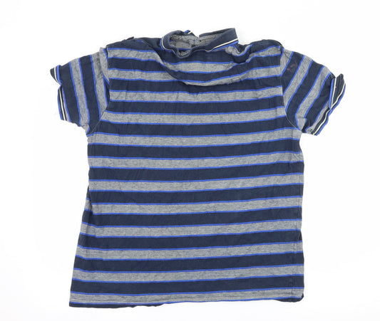 Cedar Wood State Mens Blue Striped Jersey  Polo Size L