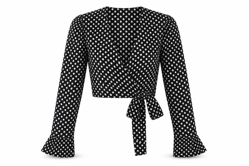 In the Style  Womens Black Polka Dot  Basic Blouse Size 8