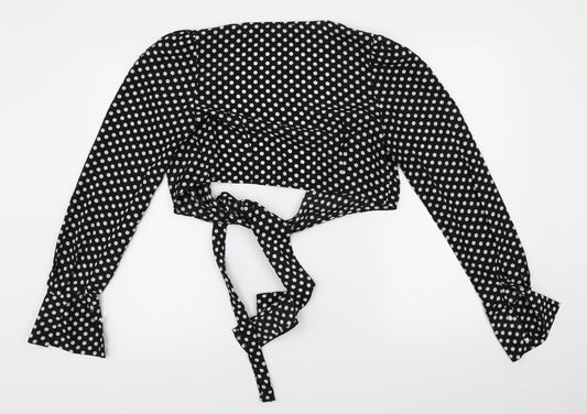 In the Style  Womens Black Polka Dot  Basic Blouse Size 8