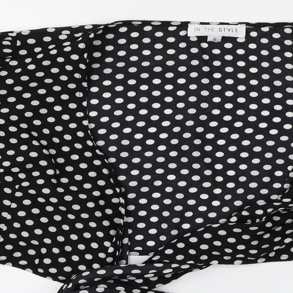 In the Style  Womens Black Polka Dot  Basic Blouse Size 8
