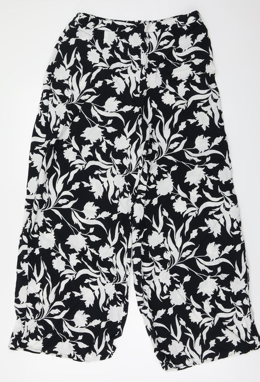 Preworn  Womens Black Floral  Trousers  Size 30 in L26 in