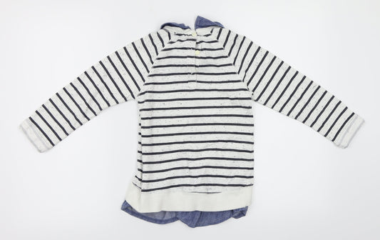 NEXT  Girls White Striped  Pullover Jumper Size 6 Years