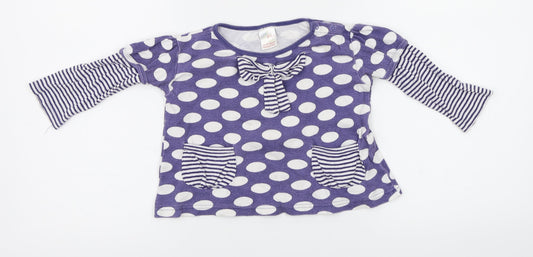 Eddie & Ella  Girls Purple Polka Dot  Basic T-Shirt Size 18-24 Months