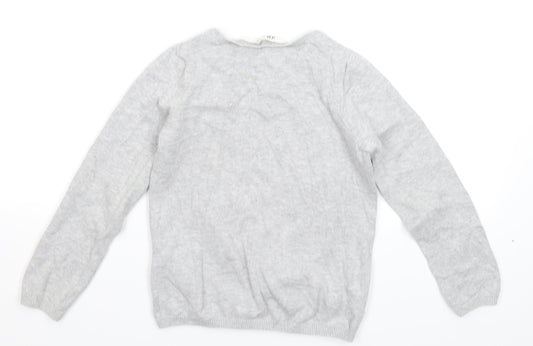 H&M Girls Grey  Knit Pullover Jumper Size 7 Years