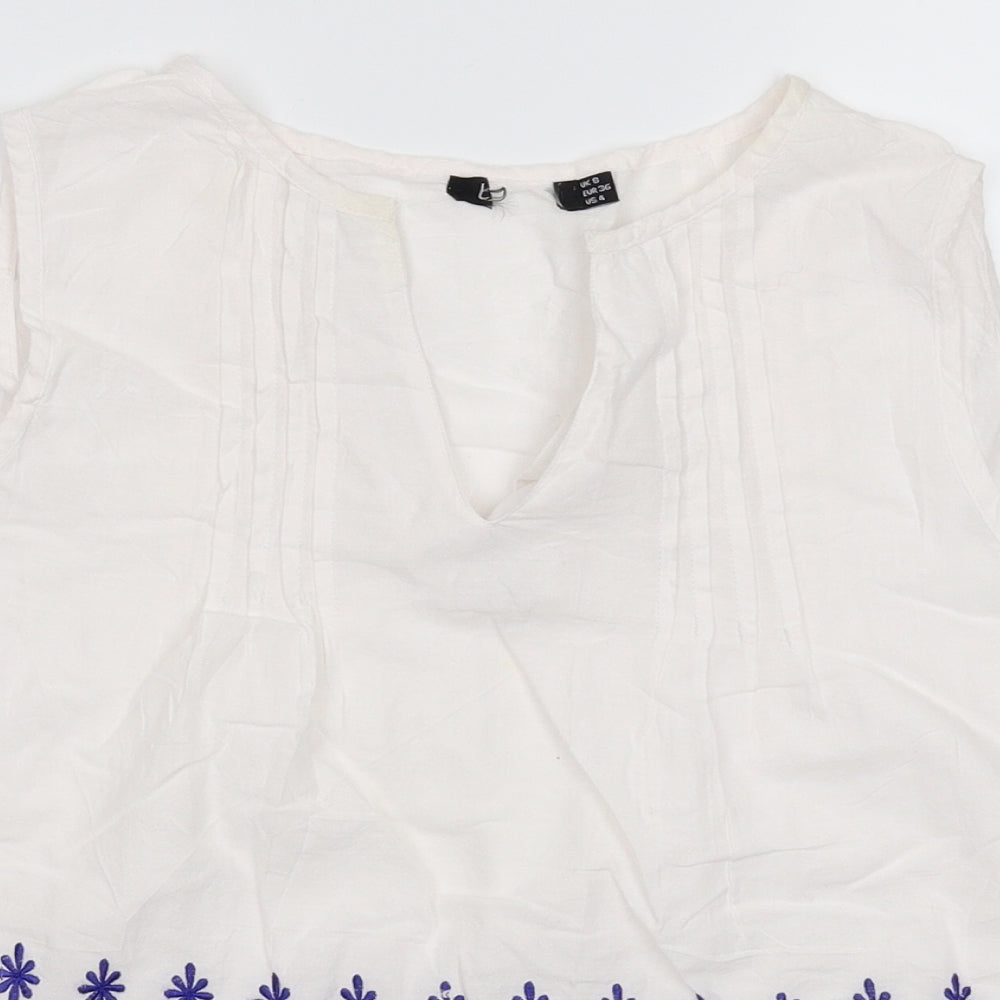 Preworn Womens White Floral  Basic Tank Size 8