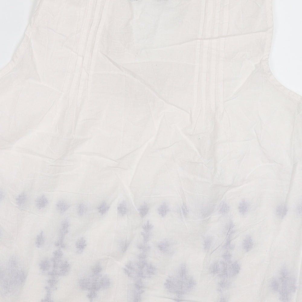 Preworn Womens White Floral  Basic Tank Size 8