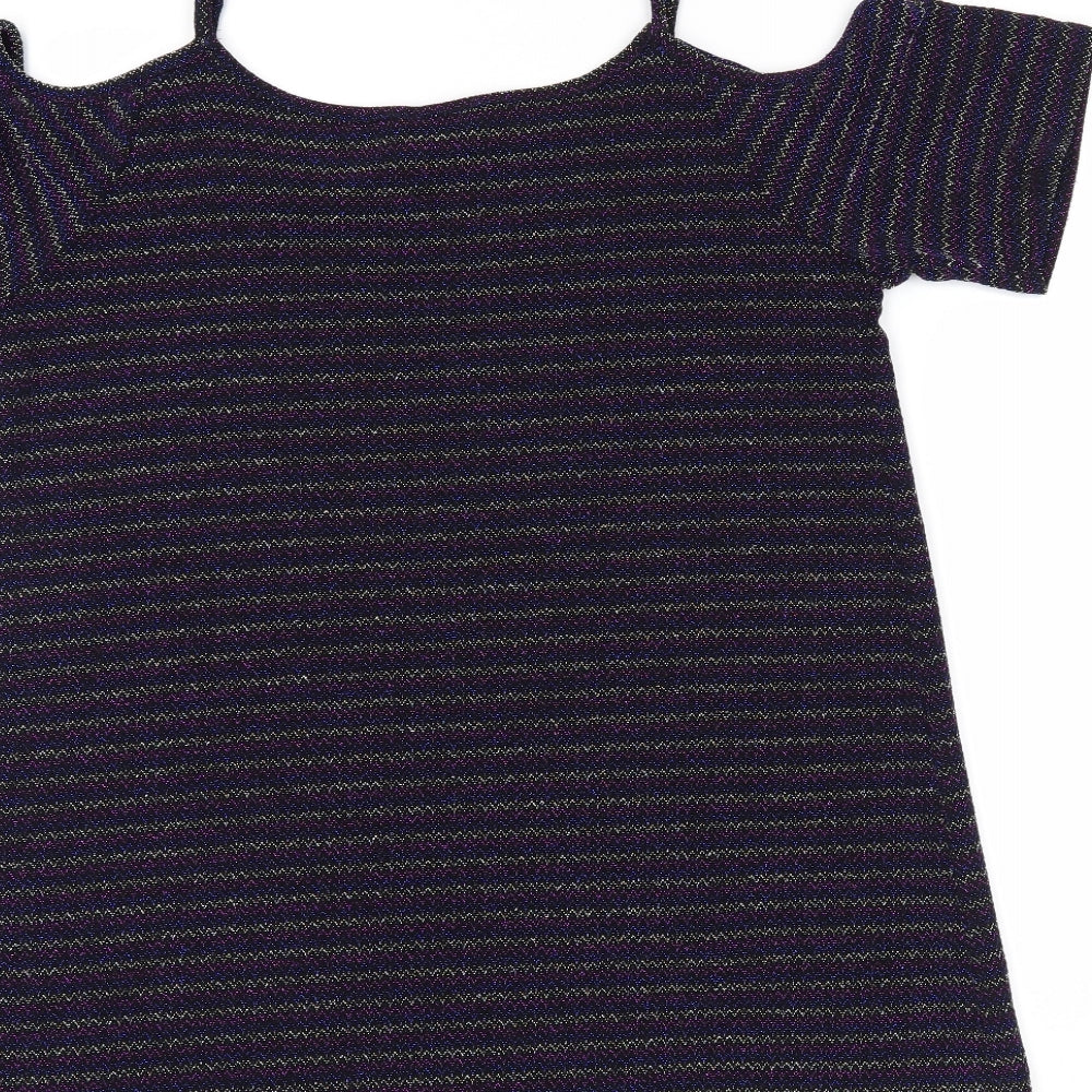 Papaya Womens Purple Striped  Basic Blouse Size 14