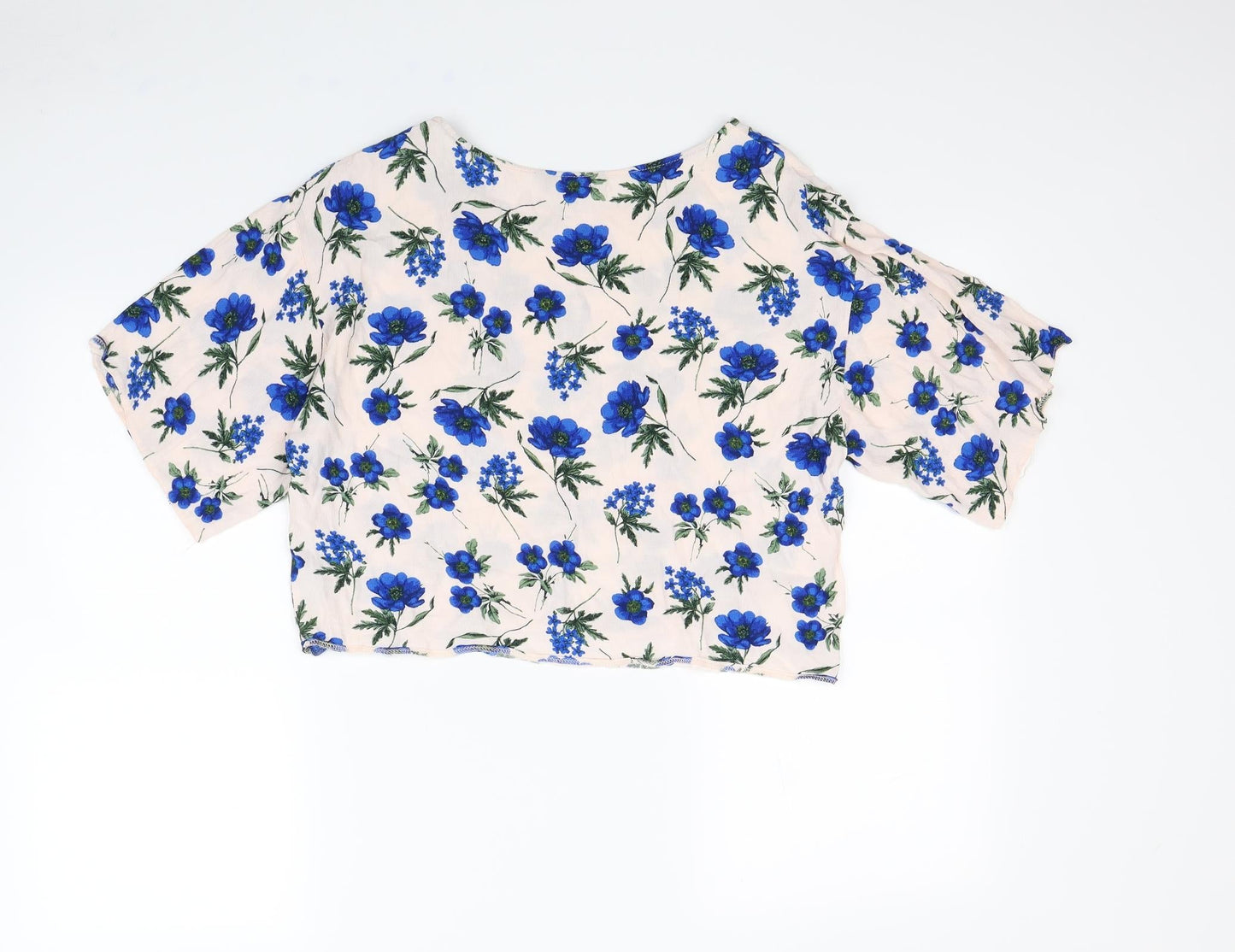 New Look Womens Pink Floral  Cropped Blouse Size 10