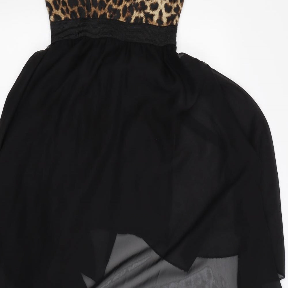 Missguided Womens Beige Animal Print Rayon Fit & Flare  Size S