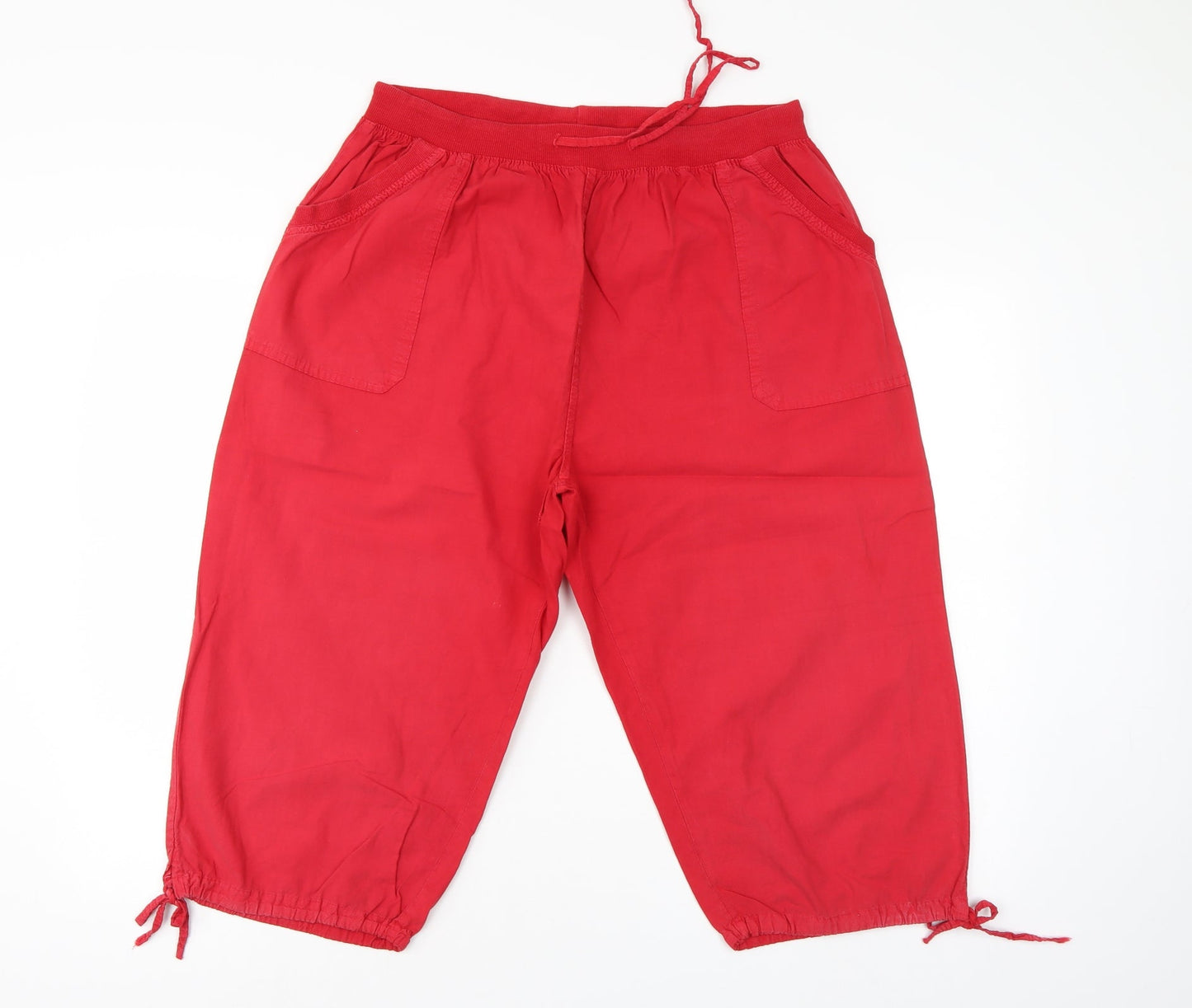Moda Womens Red   Cropped Trousers Size 2XL  - Elastic Waist
