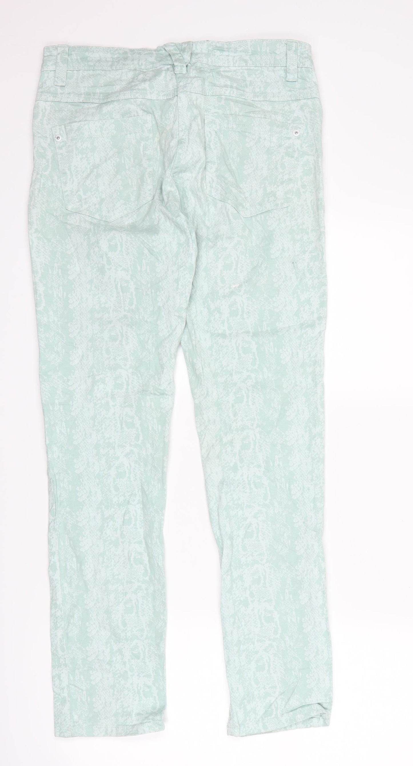 blue motion Womens Blue Animal Print Denim Straight Jeans Size 10 L28 in