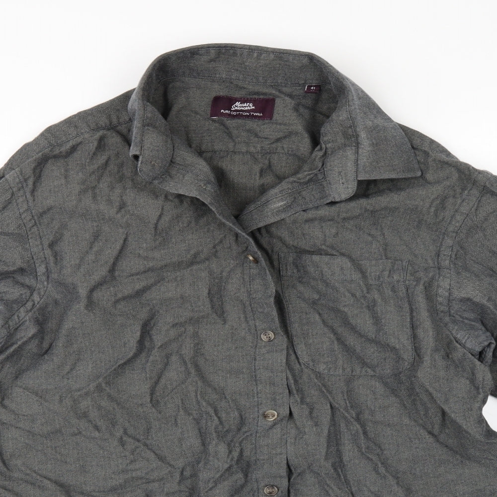 Marks and Spencer Mens Grey    Button-Up Size 16