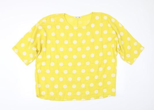 Preworn Womens Yellow Polka Dot  Basic Button-Up One Size