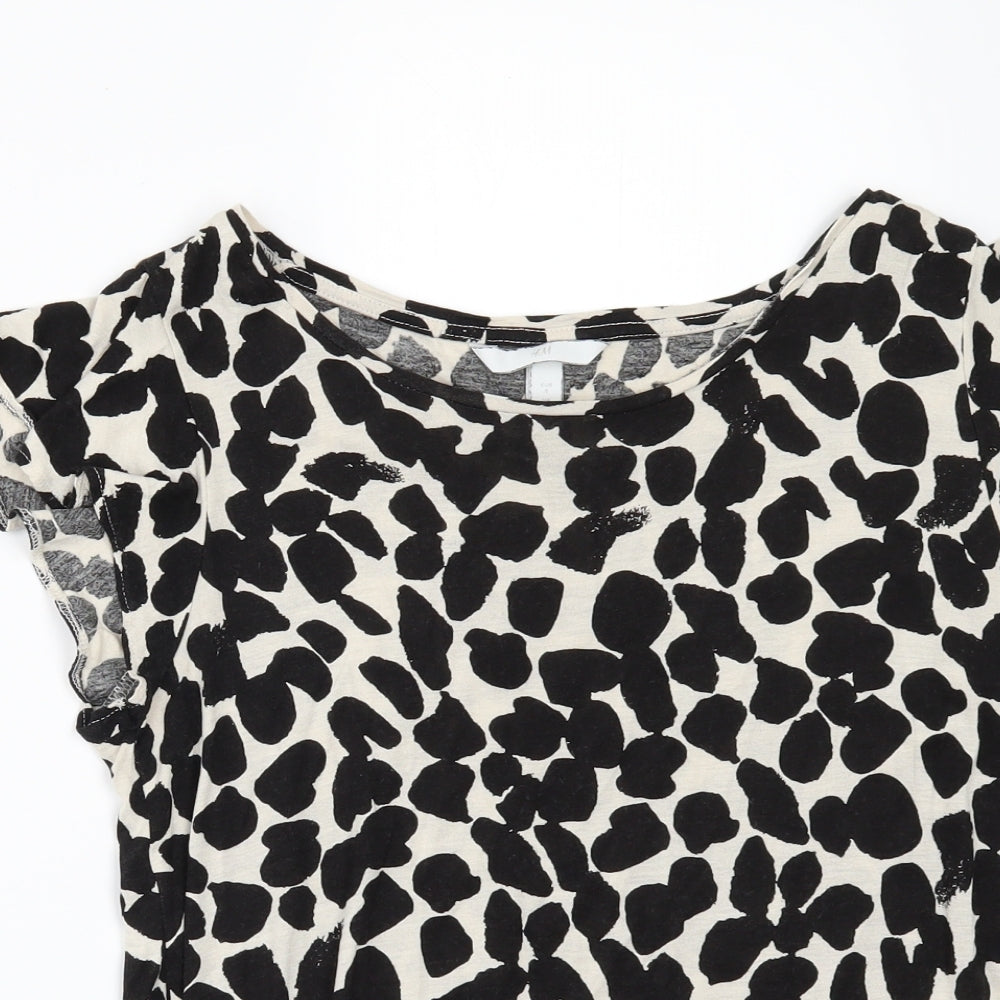 H&M Womens Black Geometric  Basic T-Shirt Size S