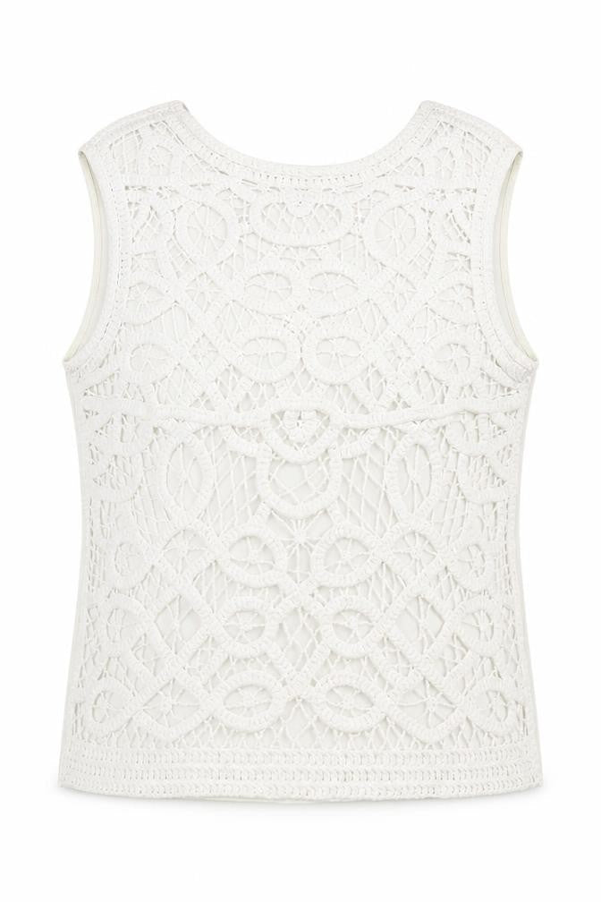 NEXT Womens White   Basic Tank Size L  - Knitted overlay