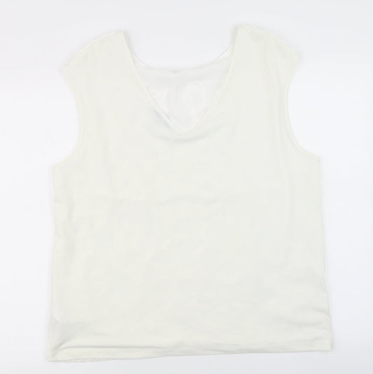 NEXT Womens White   Basic Tank Size L  - Knitted overlay