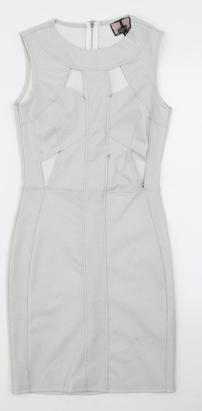 Ribbon Womens Silver   Bodycon  Size 8