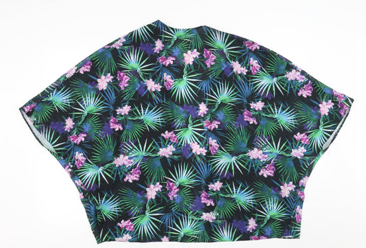 New Look Womens Green Floral  Cardigan Jumper Size 12