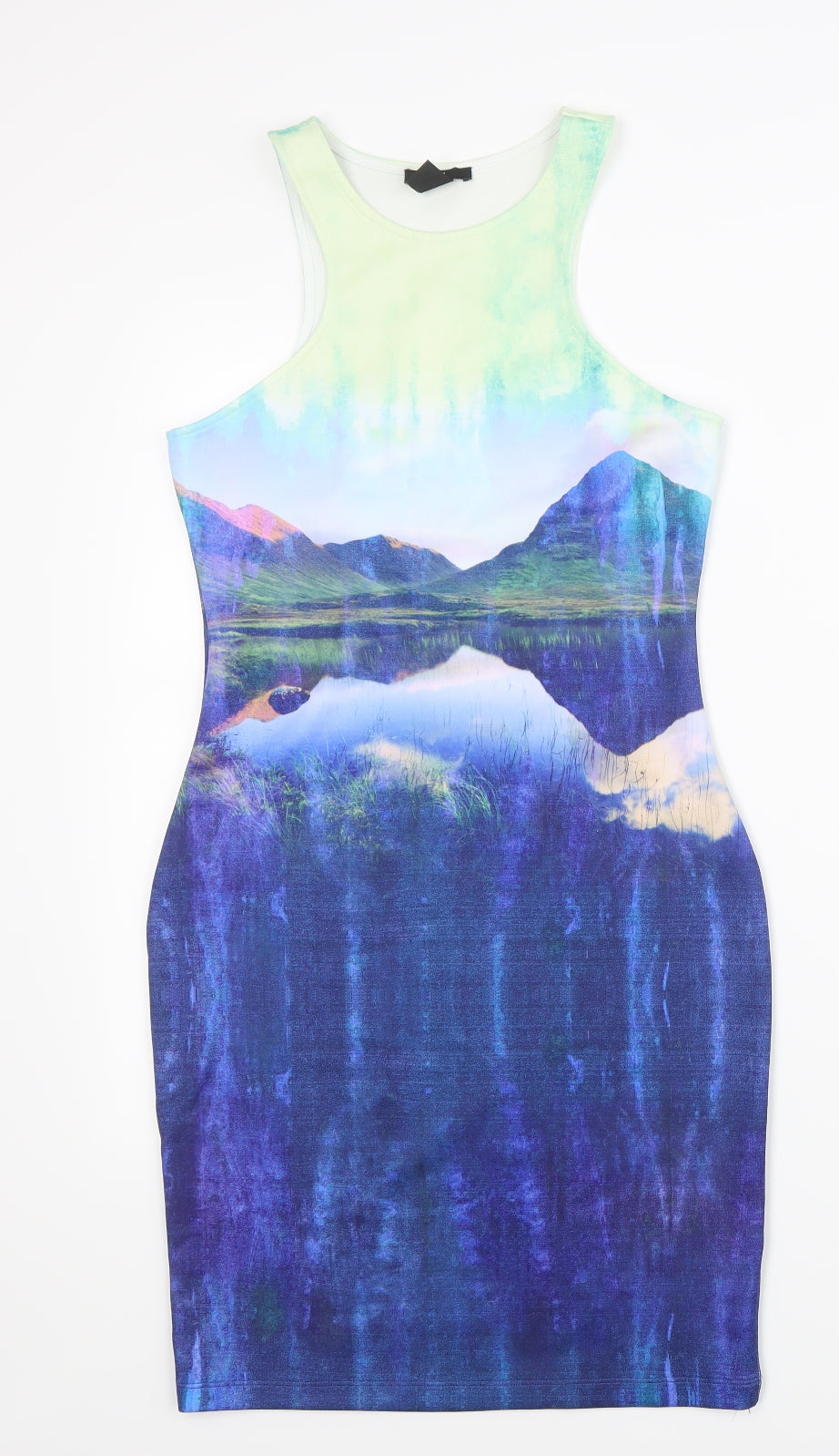 H&M Womens Blue Geometric  Tank Dress  Size 8