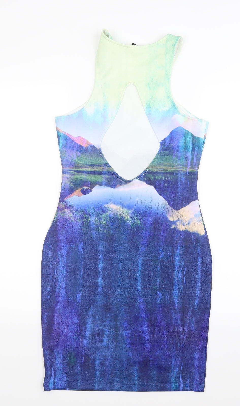 H&M Womens Blue Geometric  Tank Dress  Size 8