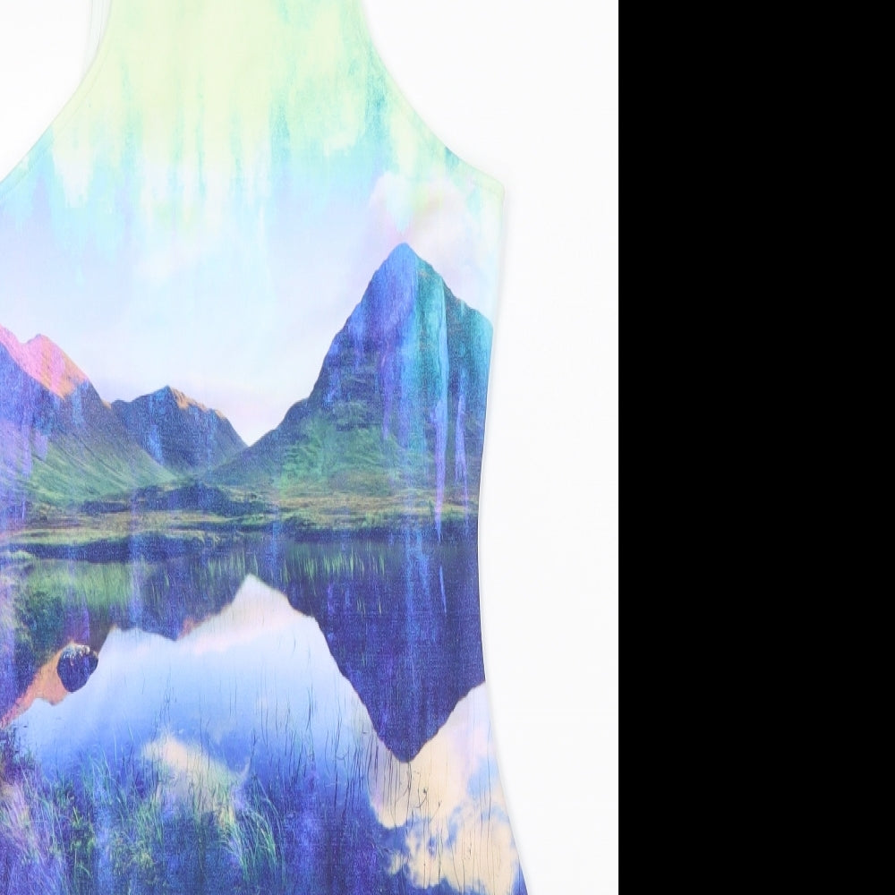 H&M Womens Blue Geometric  Tank Dress  Size 8